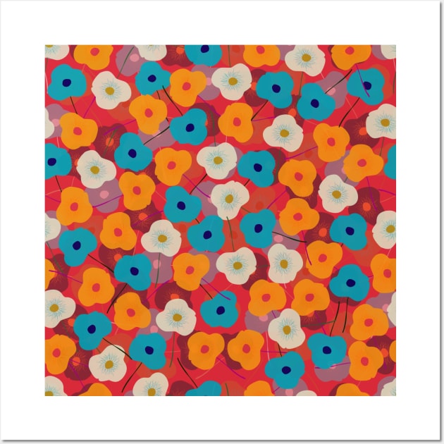 Red Poppy Floral Pattern Wall Art by FloralPatterns